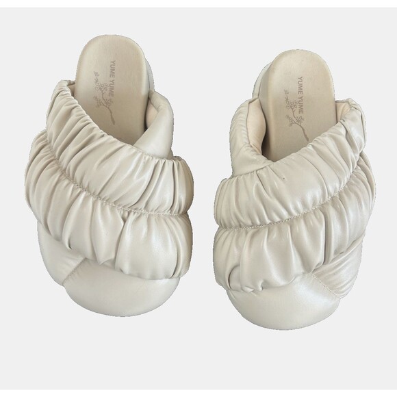 YUME YUME Tent Puffy Padded Oversized Mules Beige Ruching Size EU 36/US 6 NEW - Picture 2 of 9